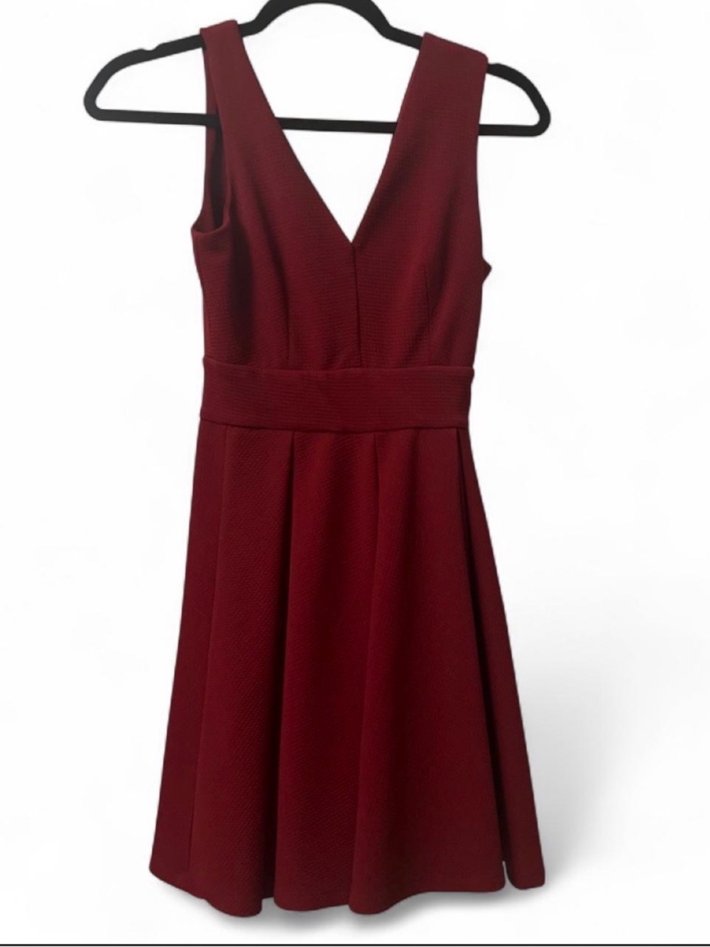Haute Monde Deep Wine Red V-Neck Tennis Coquette Preppy Midi Dress Sz S